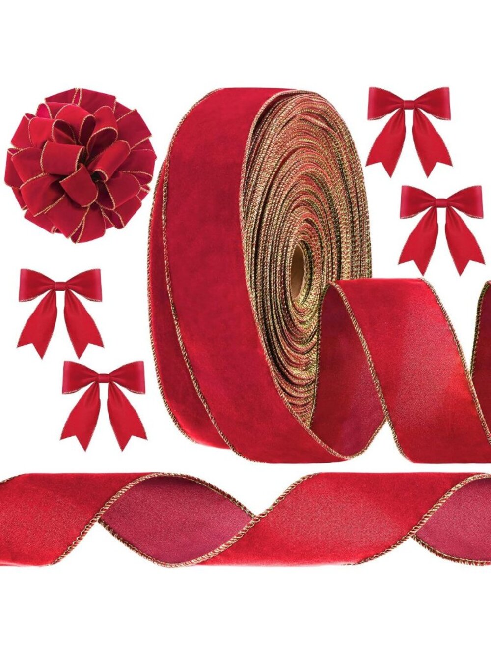 Red 2.5'' Wide Wired Velvet Ribbon - 100 Yards, Waterproof Crafting Supply